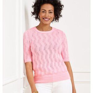 Talbots pink elbow sleeve lightweight sweater top woman's size XL